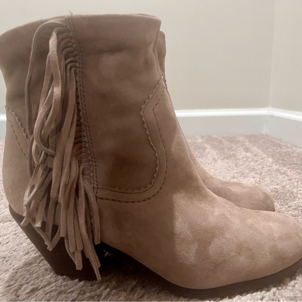 Sam Edelman Suede Fringe Ankle Boots - Beige - Picture 7 of 8